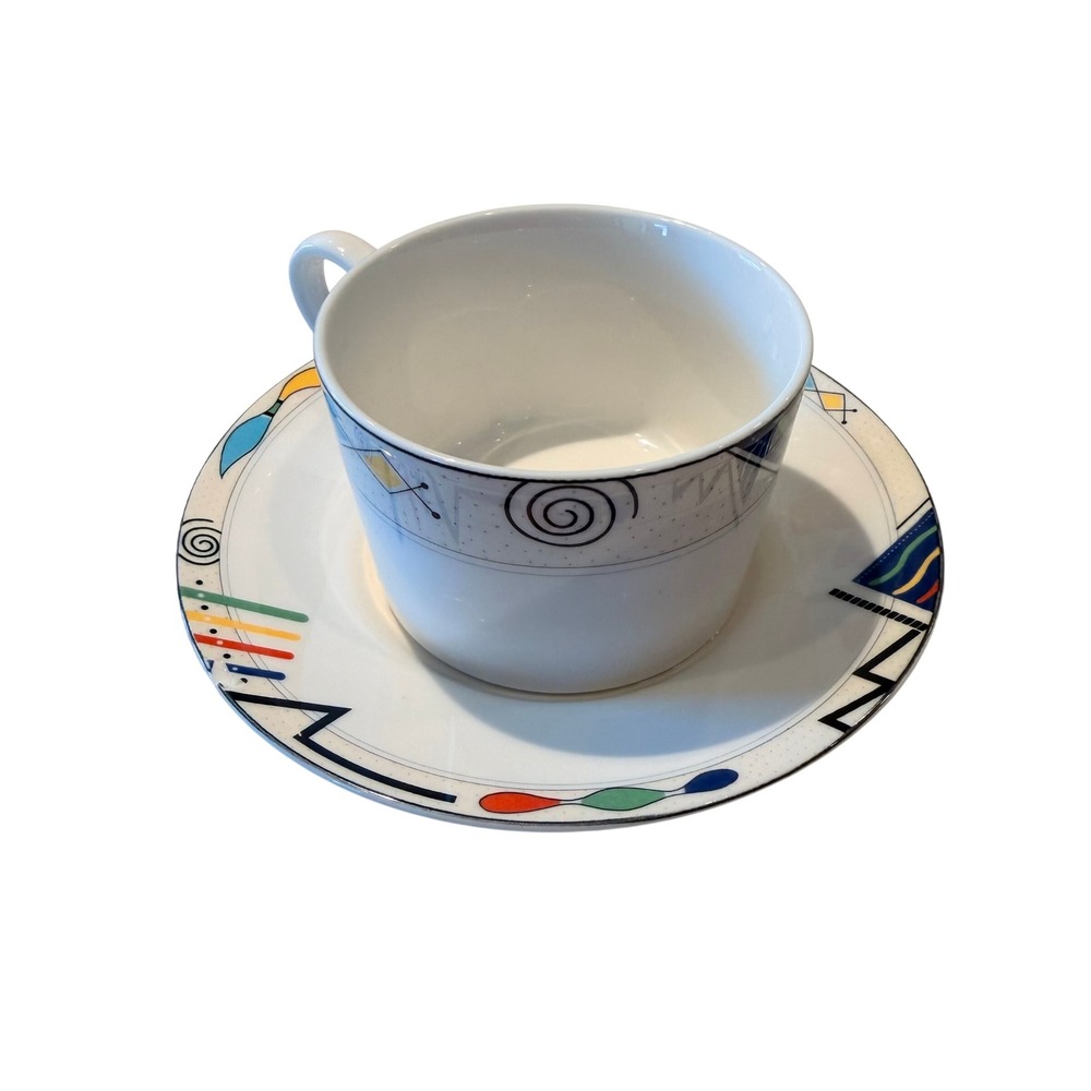 Vintage Mikasa Ultima Headline Super Strong Fine China ABSTRACT Tea Cup & Saucer